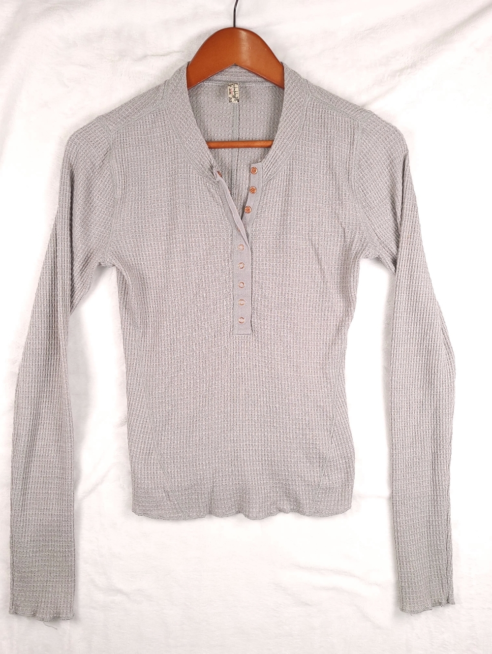 Intimately Free People Long Sleeve Henley Gray